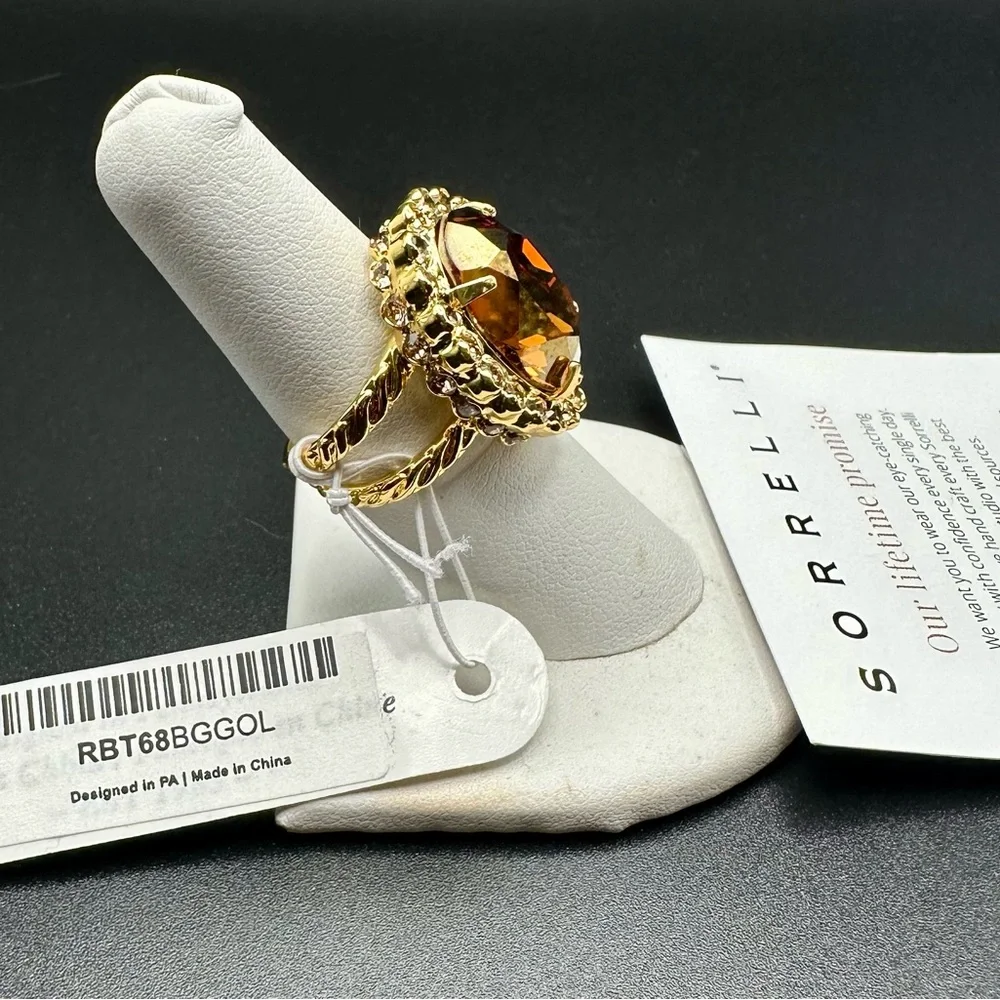 Sorrelli Gold Ring with Rich Brown Crystal - Picture 2 of 3